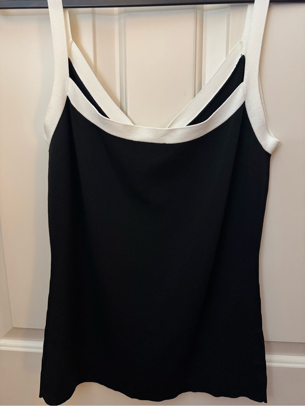 Ann Taylor Top/Tank /Shell Black with White Tie Size - Large ** NWT** - Picture 9 of 16